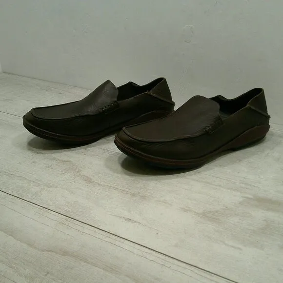 OluKai Men's Ni'o  Slip on Casual Leather Loafer Chocolate Size 9