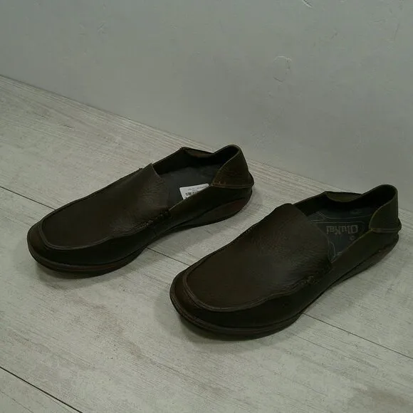 OluKai Men's Ni'o  Slip on Casual Leather Loafer Chocolate Size 9
