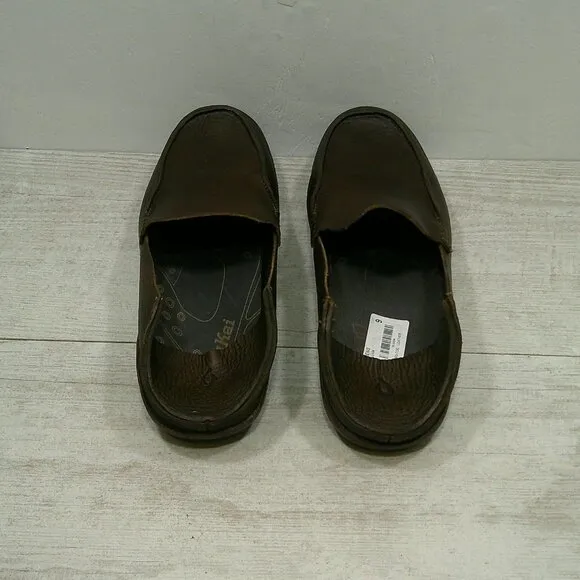 OluKai Men's Ni'o  Slip on Casual Leather Loafer Chocolate Size 9