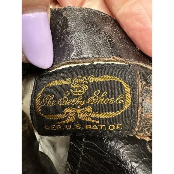 Original Vintage 1910s-1920s Black Lace Up Louis Heel Boots | Approx Sz 6-6.5