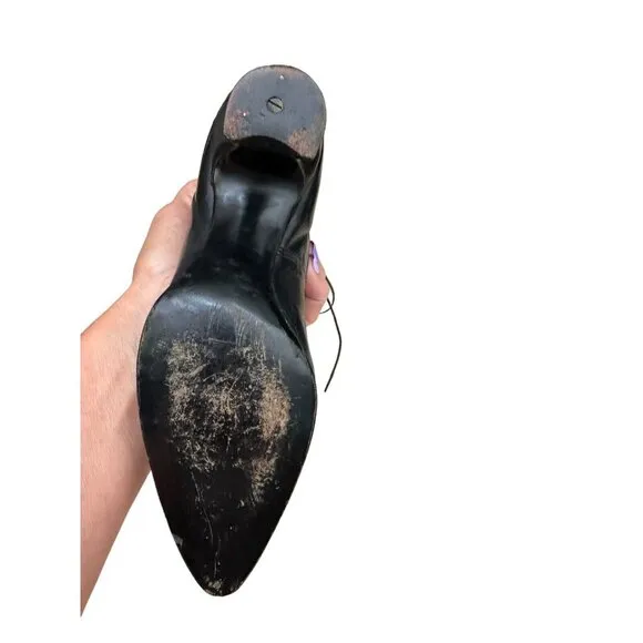 Original Vintage 1910s-1920s Black Lace Up Louis Heel Boots | Approx Sz 6-6.5