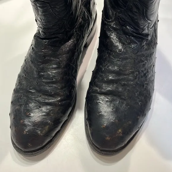 Ostrich Dark Brown Justin Leather Cowboy Boots.  Size 8D
