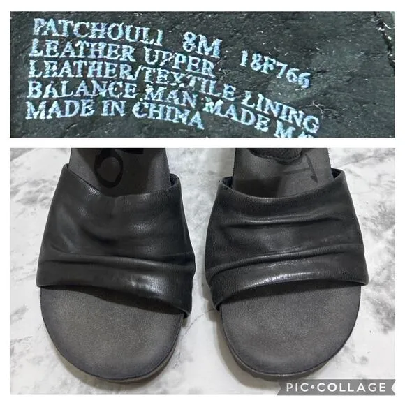 OTBT Patchouli Black Leather Bootie Sandals 8M Distressed Memory Foam Boho Indie