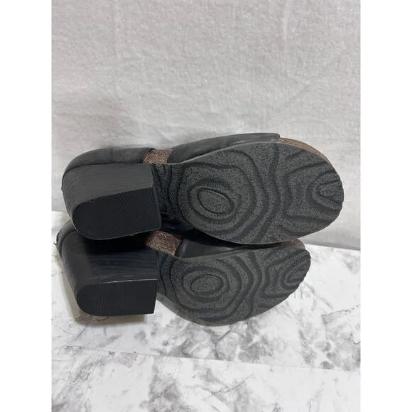OTBT Patchouli Black Leather Bootie Sandals 8M Distressed Memory Foam Boho Indie