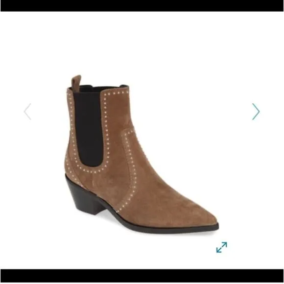 Paige Willa Studded Suede Leather Chelsea Ankle Boots Size 7