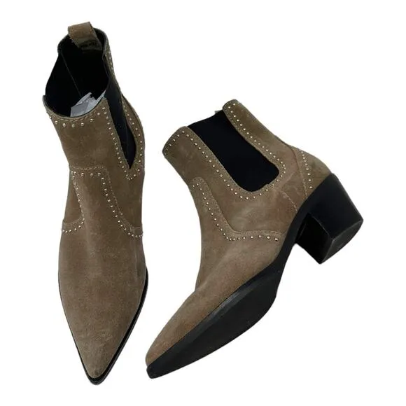 Paige Willa Studded Suede Leather Chelsea Ankle Boots Size 7
