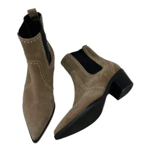 Paige Willa Studded Suede Leather Chelsea Ankle Boots Size 7