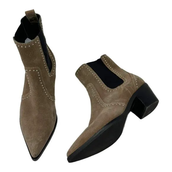 Paige Willa Studded Suede Leather Chelsea Ankle Boots Size 7