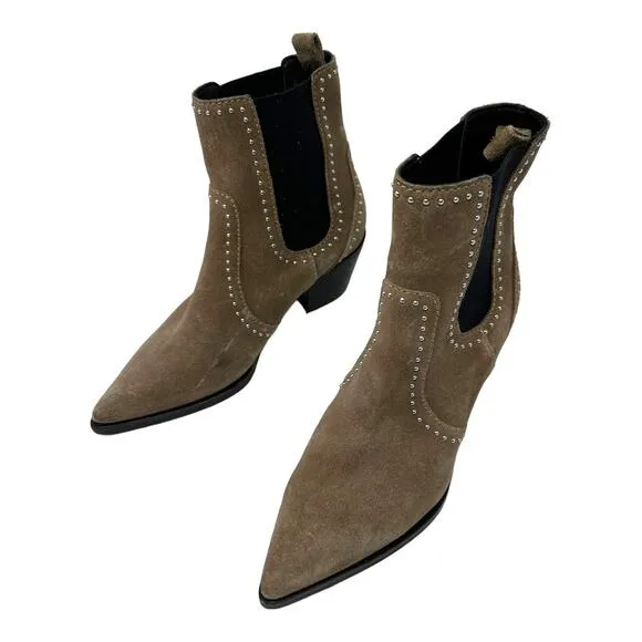 Paige Willa Studded Suede Leather Chelsea Ankle Boots Size 7