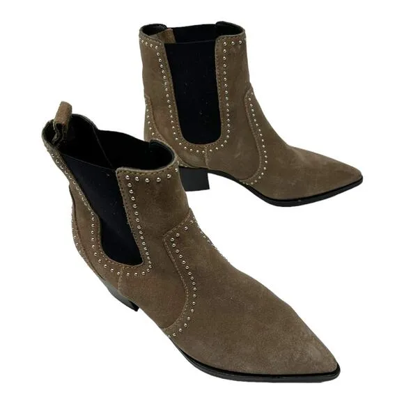 Paige Willa Studded Suede Leather Chelsea Ankle Boots Size 7