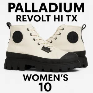 Palladium Revolt Hi TX Women's Boots Star White Black Chunky Platform Size 10