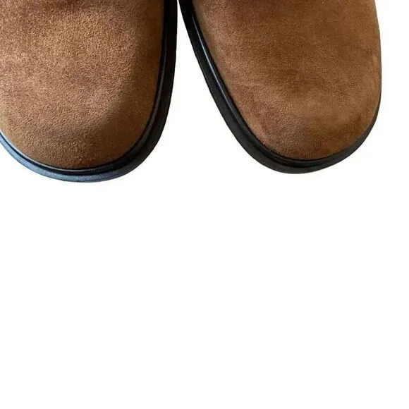 Paloma Round Square Suede Toe Chunky Heels Mary Jane Shoes feature leather 7.5