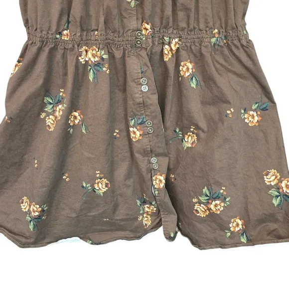 Pamela Love Boho Floral Tiered Cotton Blend Midi Dress Brown Size Small