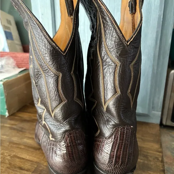 Panhandle Slim Men's‎ Western Boots Brown 11D 89053 Vintage Lizard Skin