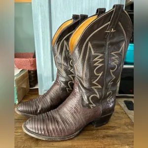 Panhandle Slim Men's‎ Western Boots Brown 11D 89053 Vintage Lizard Skin
