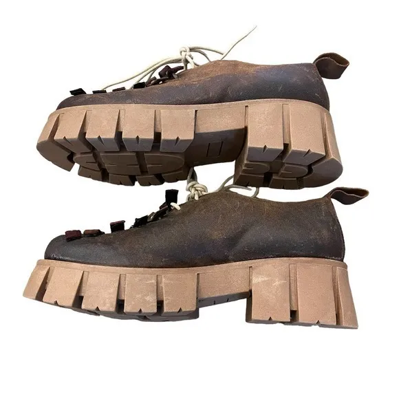 PAPUCEI Gemo Platform Chunky Heel Shoe Street Wear Size 7.5‎ US  38 Euro NEW