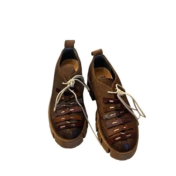 PAPUCEI Gemo Platform Chunky Heel Shoe Street Wear Size 7.5‎ US  38 Euro NEW
