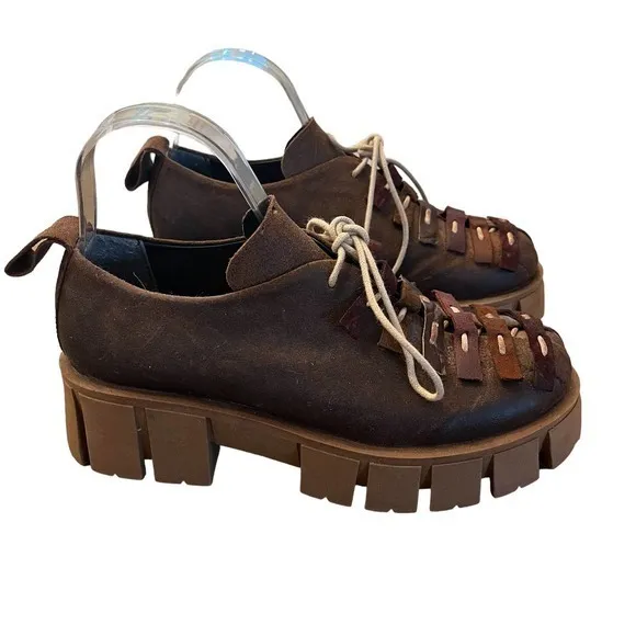 PAPUCEI Gemo Platform Chunky Heel Shoe Street Wear Size 7.5‎ US  38 Euro NEW