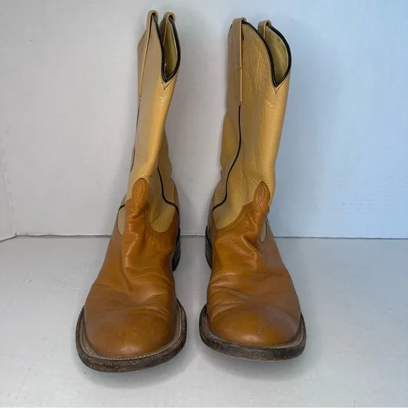 Pard's | Two-Tone Leather Western Cowboy Boots Unisex Vintage | Size 7B