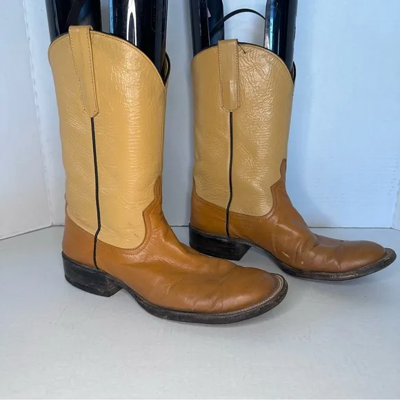 Pard's | Two-Tone Leather Western Cowboy Boots Unisex Vintage | Size 7B