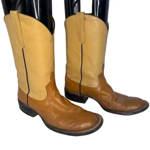 Pard's | Two-Tone Leather Western Cowboy Boots Unisex Vintage | Size 7B