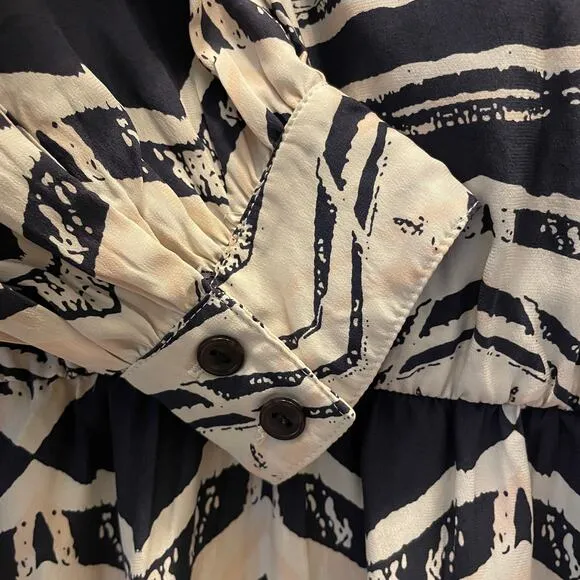 Parker 100% Silk Dress | Chevron Aztec Print, Open Back, Boho, Size M, MSRP $340