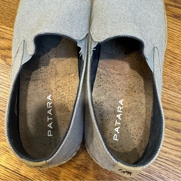 Patara Men's size 10 Gray/Tan Slip-On Shoes, woven fabric, braided Hemp