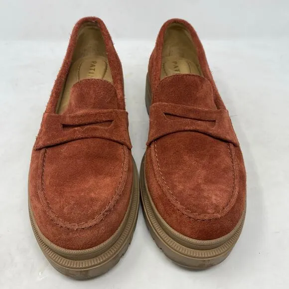 Patina Suede Chunky Lug Sole Loafers Shoes Womens Size 10