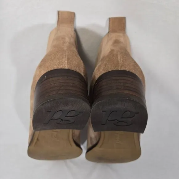 PAUL GREEN Old Money Elevated Basic TAN Suede Leather Chelsea Booties Size 10.5.