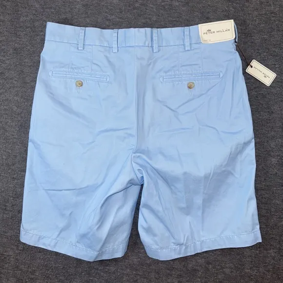 PETER MILLAR Mens Winston Washed Twill Shorts Golf MCOB31 Tarheel Blue Sz 34 NEW