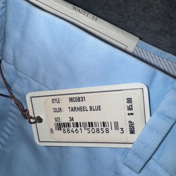 PETER MILLAR Mens Winston Washed Twill Shorts Golf MCOB31 Tarheel Blue Sz 34 NEW