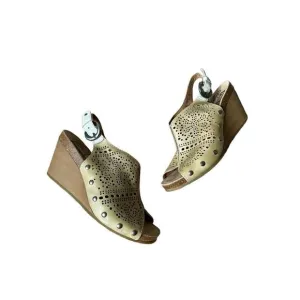 Pikolinos Benissa Perforated Leather Slingback Wedge Sandals size 39 US 8.5
