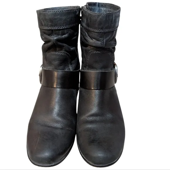 Pikolinos Brujas Black Leather Boots Harness Western Boho size 38 US 7.5-8