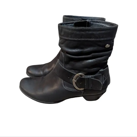 Pikolinos Brujas Black Leather Boots Harness Western Boho size 38 US 7.5-8