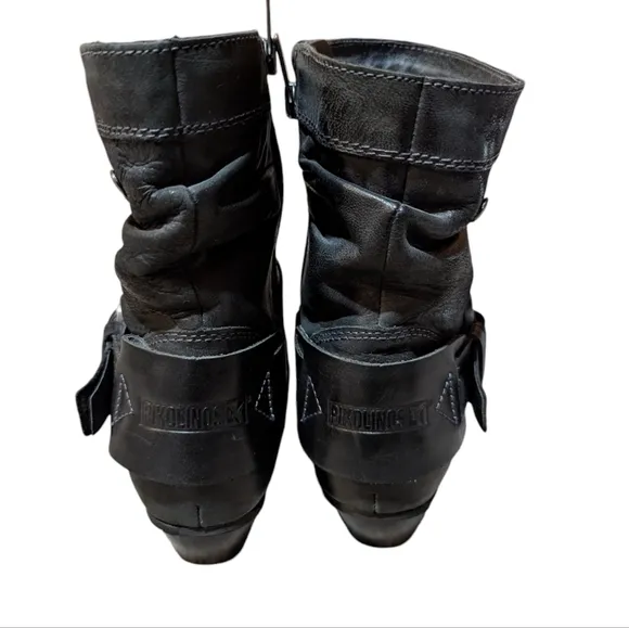 Pikolinos Brujas Black Leather Boots Harness Western Boho size 38 US 7.5-8