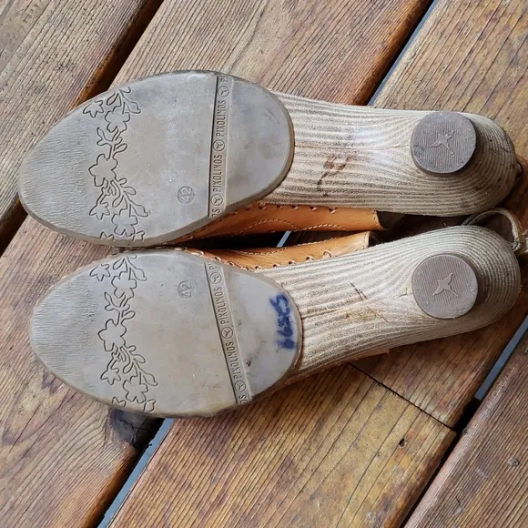 PIKOLINOS Camel Tan Cutout Leather Open-Toe Sling-Back Sandals sz 42/11.5-12