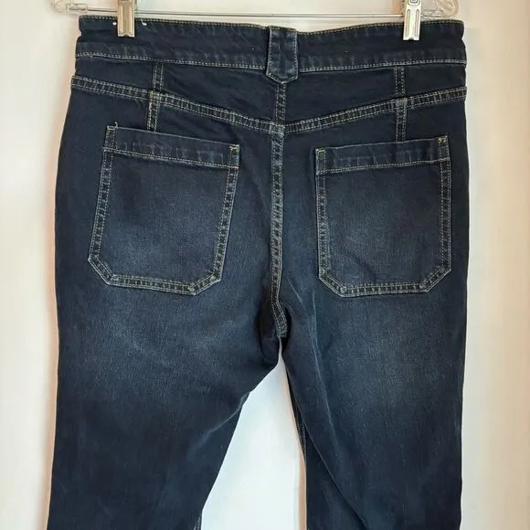 Pilcro Yaya Crop Flare Embroidered Jeans Anthropologie Women boho flower size 30