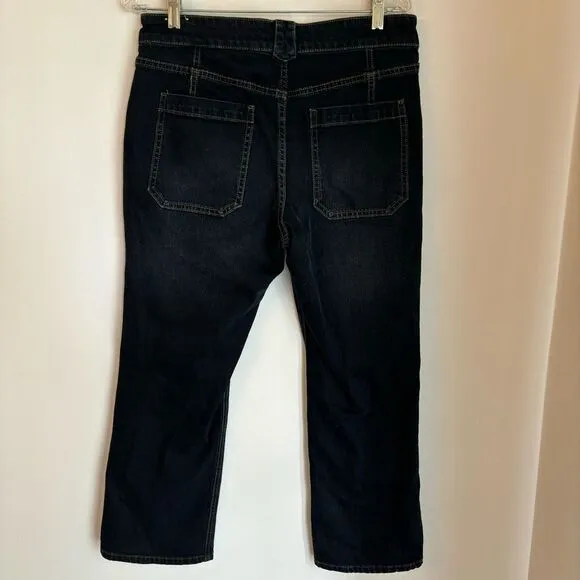 Pilcro Yaya Crop Flare Embroidered Jeans Anthropologie Women boho flower size 30