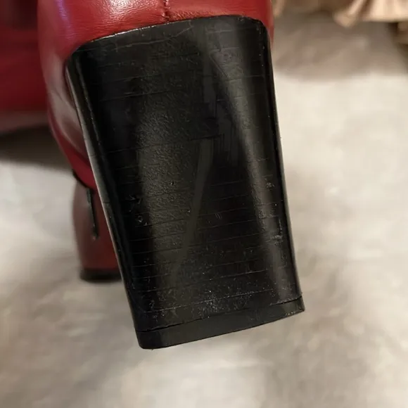 Pollini Vintage Red Leather Ankle Boots Sz 36