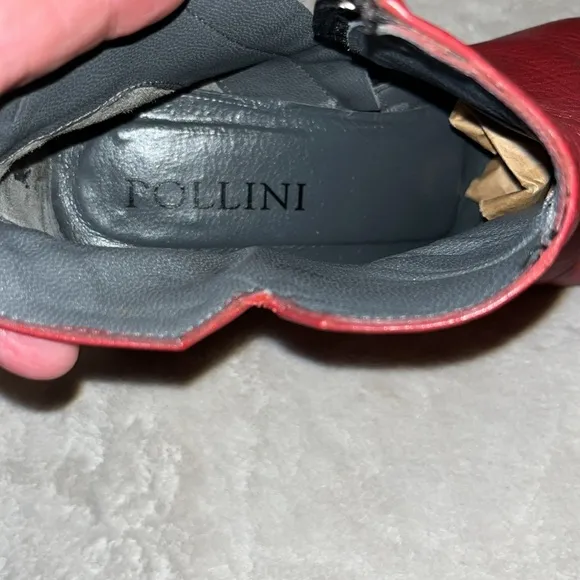 Pollini Vintage Red Leather Ankle Boots Sz 36