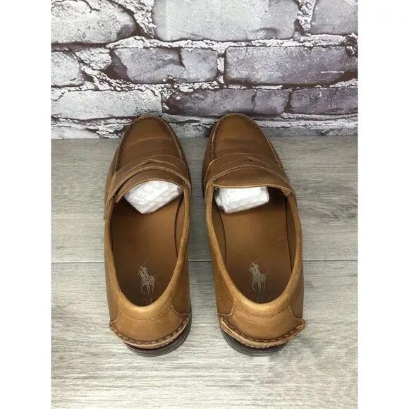 Polo Ralph Lauren Alston Penny Brown Leather Dress Loafers Men Sz 9.5M US/42.5EU