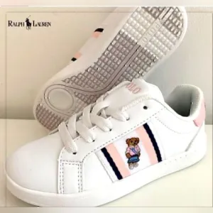Polo Ralph Lauren Blended Fabrics Street Style, kids sz 3, pink &amp; white shoes.
