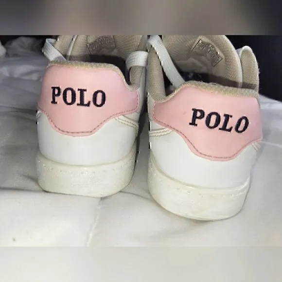 Polo Ralph Lauren Blended Fabrics Street Style, kids sz 3, pink &amp; white shoes.
