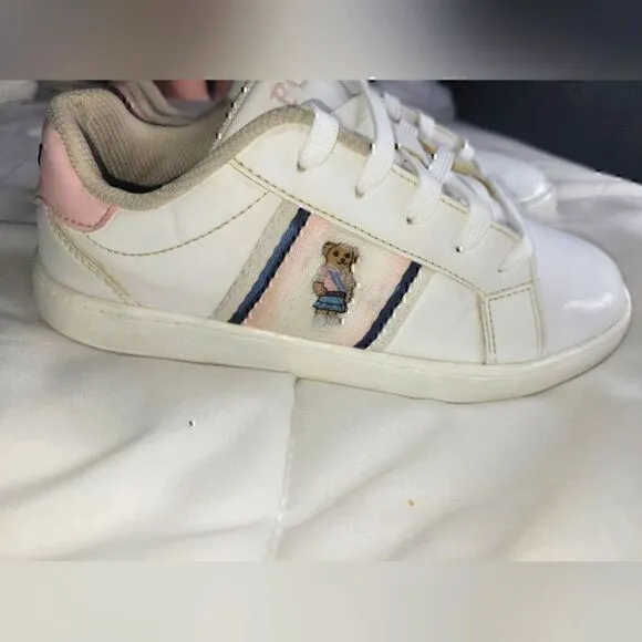 Polo Ralph Lauren Blended Fabrics Street Style, kids sz 3, pink &amp; white shoes.