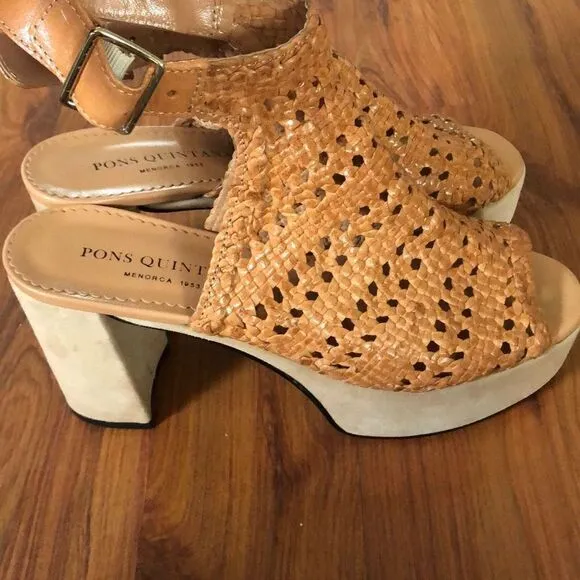 Pons Quintana Made in Spain, leather platform sandals Chunky heel size 40.5 ￼