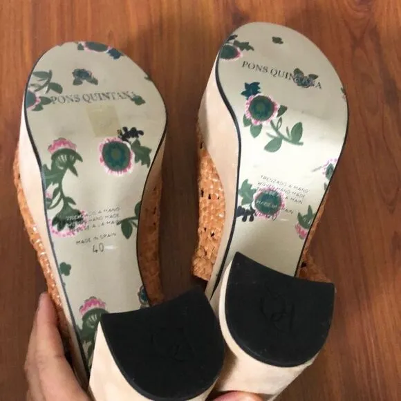Pons Quintana Made in Spain, leather platform sandals Chunky heel size 40.5 ￼