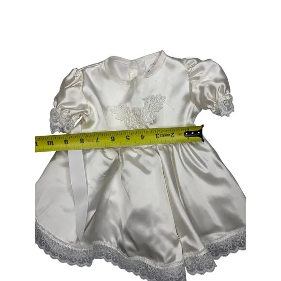 Popaye’s Baby Baptism Dress Set – Silky White Lace | Size Small | Made in USA
