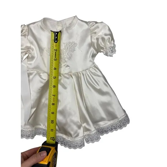 Popaye’s Baby Baptism Dress Set – Silky White Lace | Size Small | Made in USA