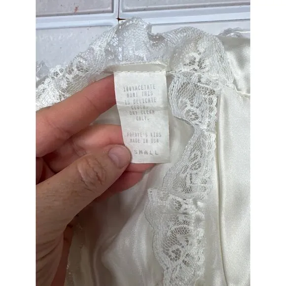 Popaye’s Baby Baptism Dress Set – Silky White Lace | Size Small | Made in USA