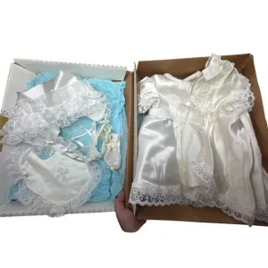 Popaye’s Baby Baptism Dress Set – Silky White Lace | Size Small | Made in USA